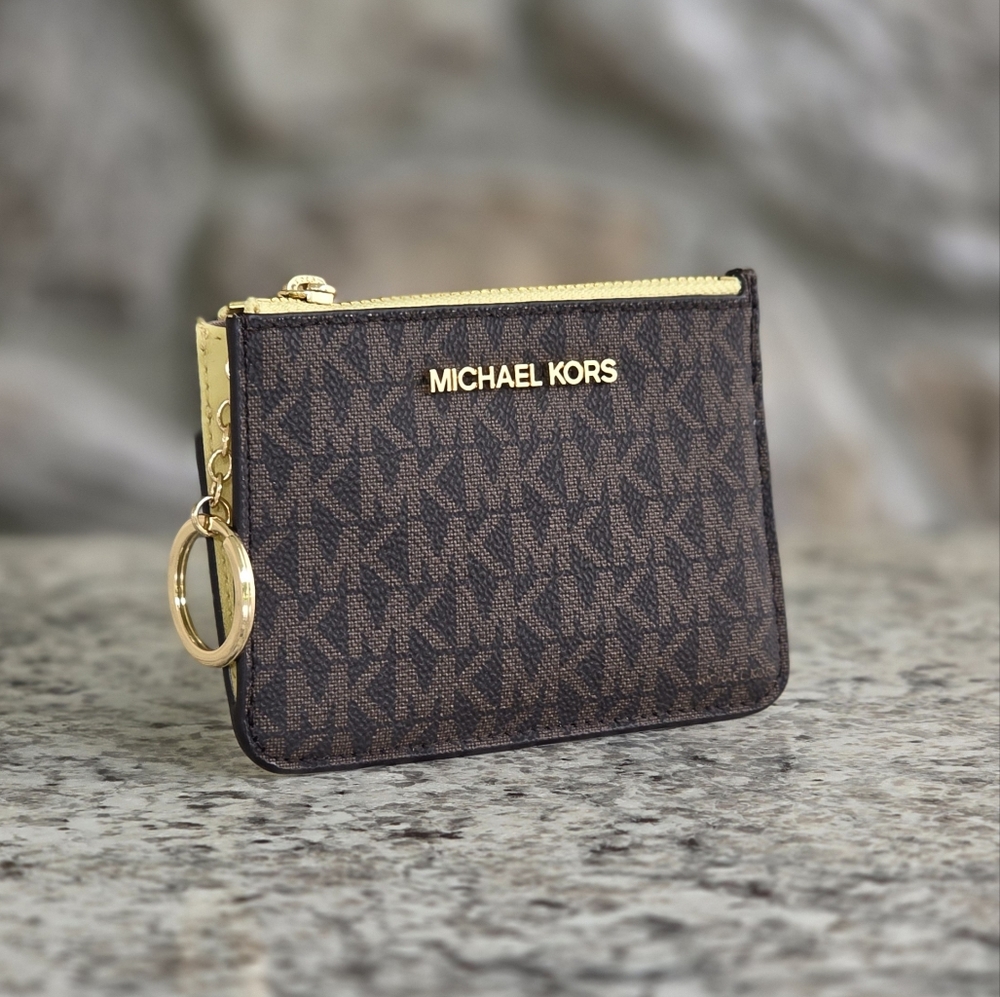 Michael Kors Jet Set Logo Small Brown Coin Wallet